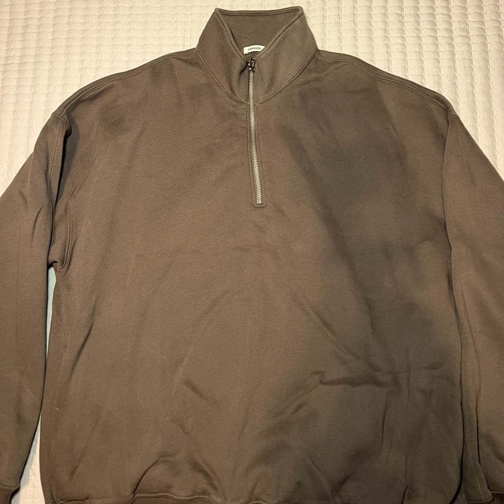 MEN’S BROWN ABERCROMBIE QUARTER ZIP, MEDIUM